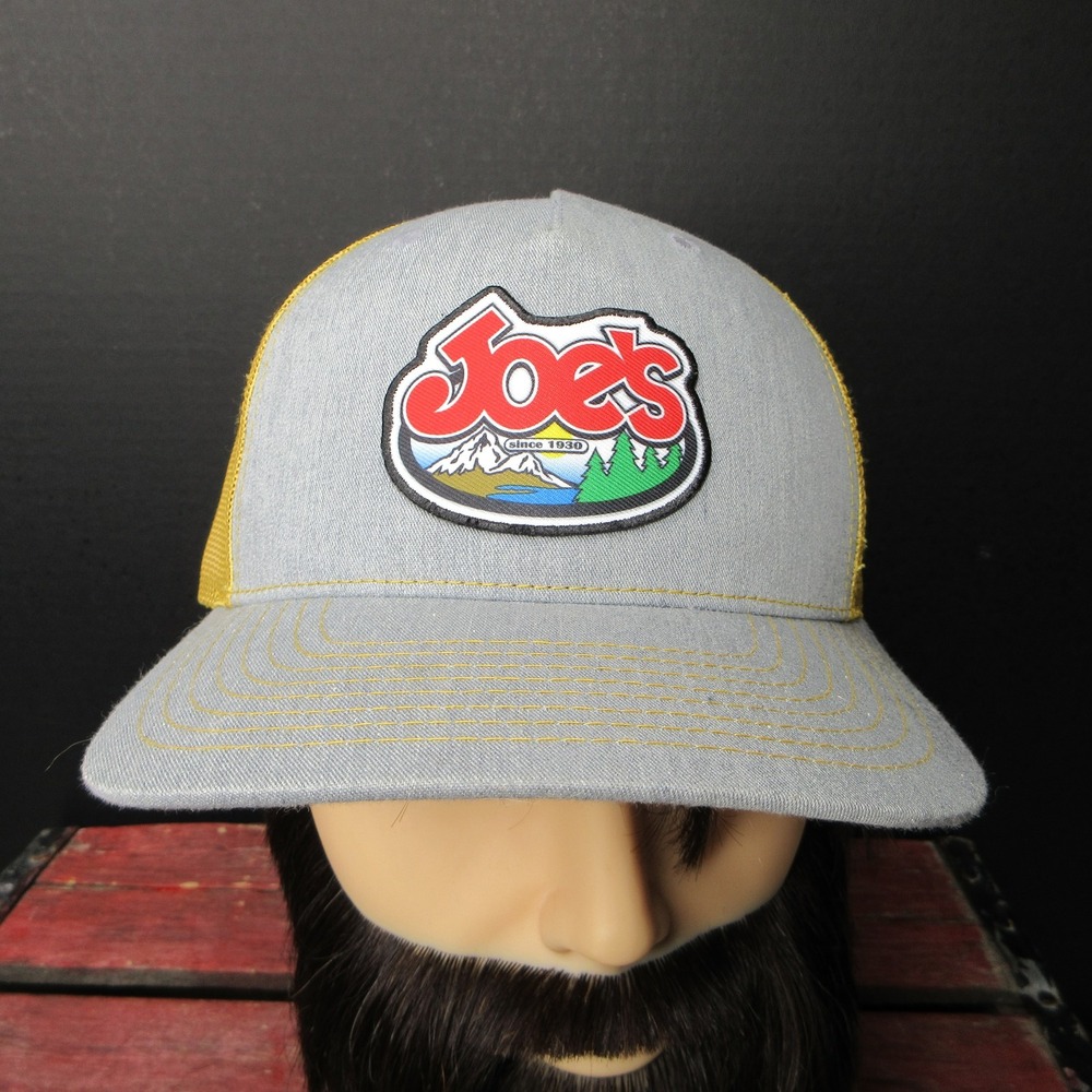 Richardson 112FP Joe's Since 1930 Trucker Hat Grey Yellow Snapback Cap